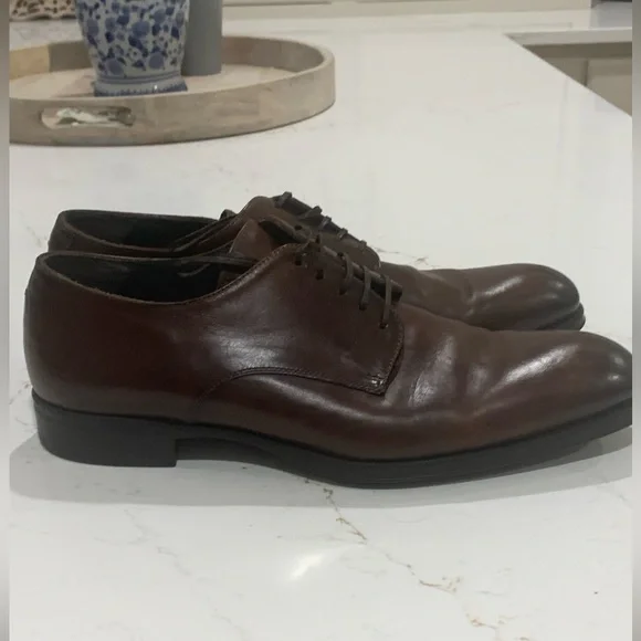 TO BOOT NEW YORK Brown Leather Blakeley Plain Toe Derby Oxfords Shoes Sz 11.5